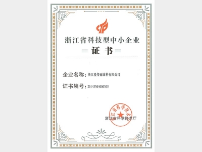 2017年浙江省科技型中小企业证书